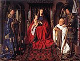 Jan Van Eyck Canvas Paintings - The Madonna with Canon van der Paele